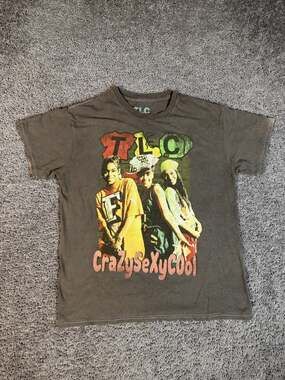 TLC Shirt Mens Medium Brown CrazySexyCool Graphic Music Logo Tagless Tee